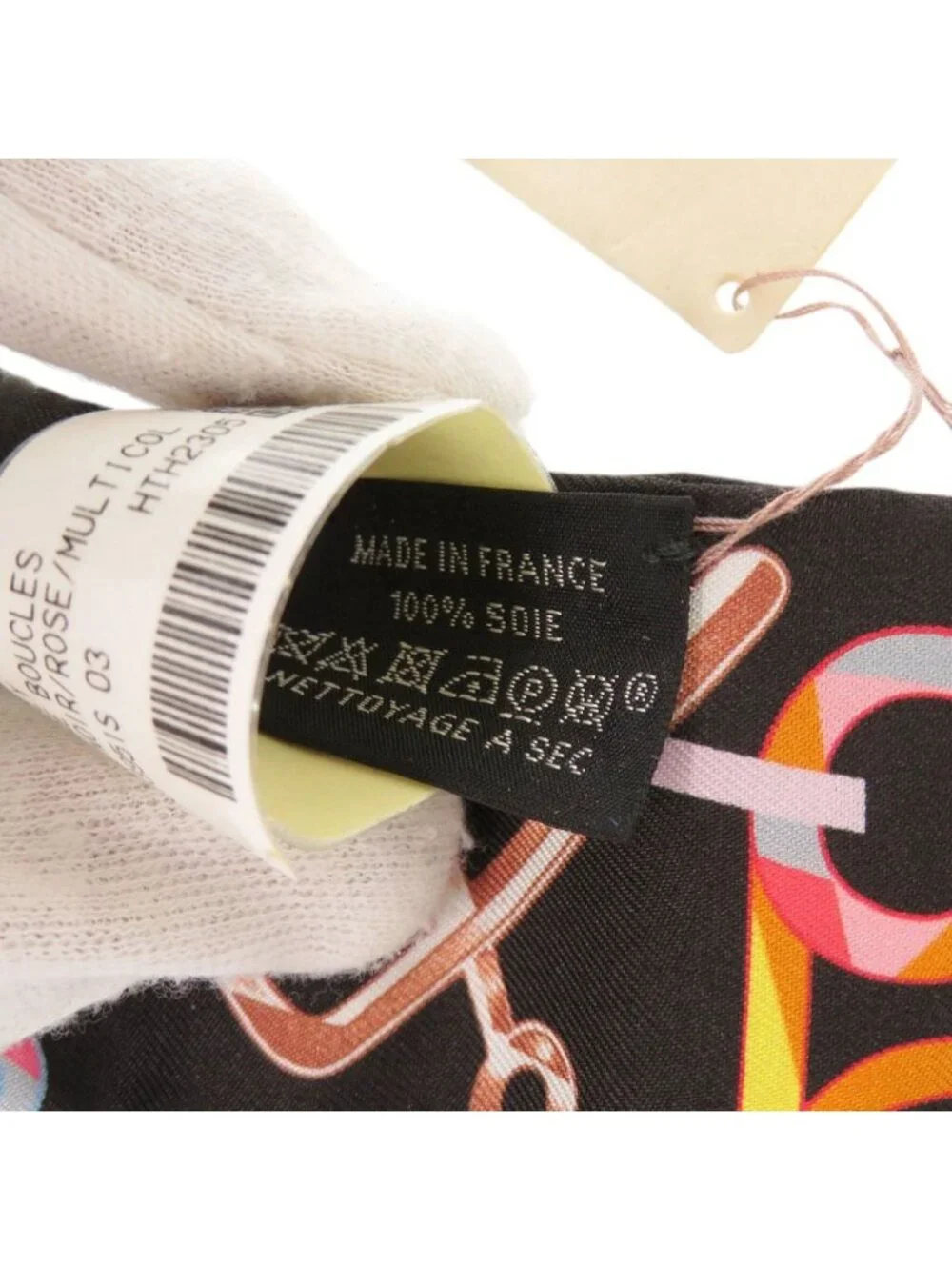 Hermes Twill Re Boucles Silk Noir Scarf Black - Picture 3 of 3